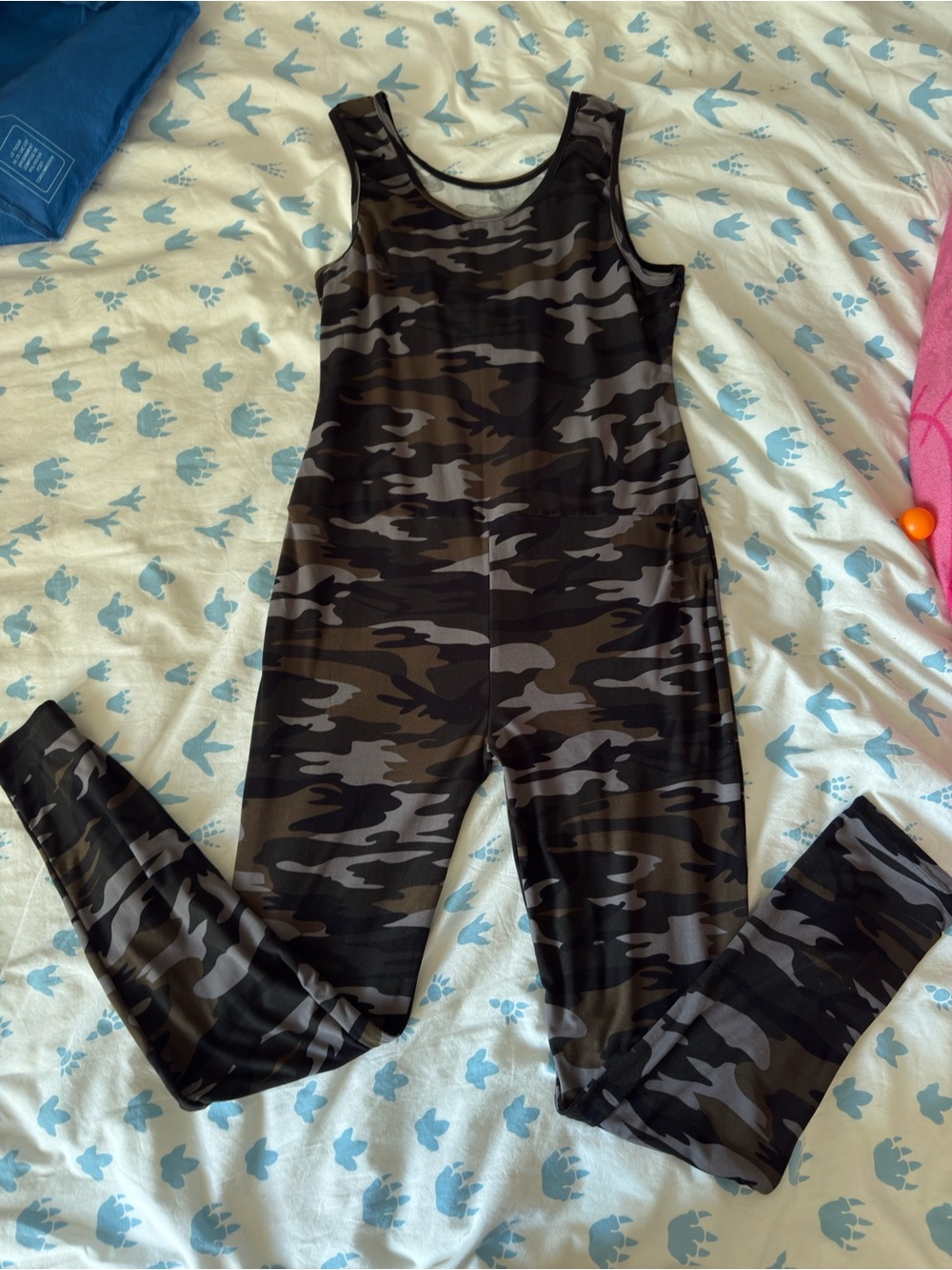 Camo Print Sleeveless Jumpsuit Romper